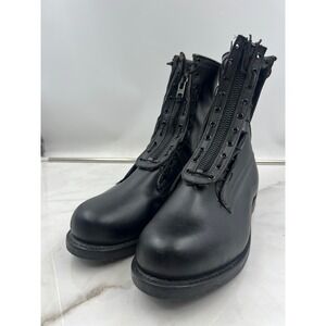 Vintage 1973 US Military Flight Combat Boots Black Leather Front Zip Size 10.5 D